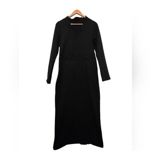 Manners London Black V-Neck Longsleeve Maxi Dress Cotton Spandex Blend Size XXXL